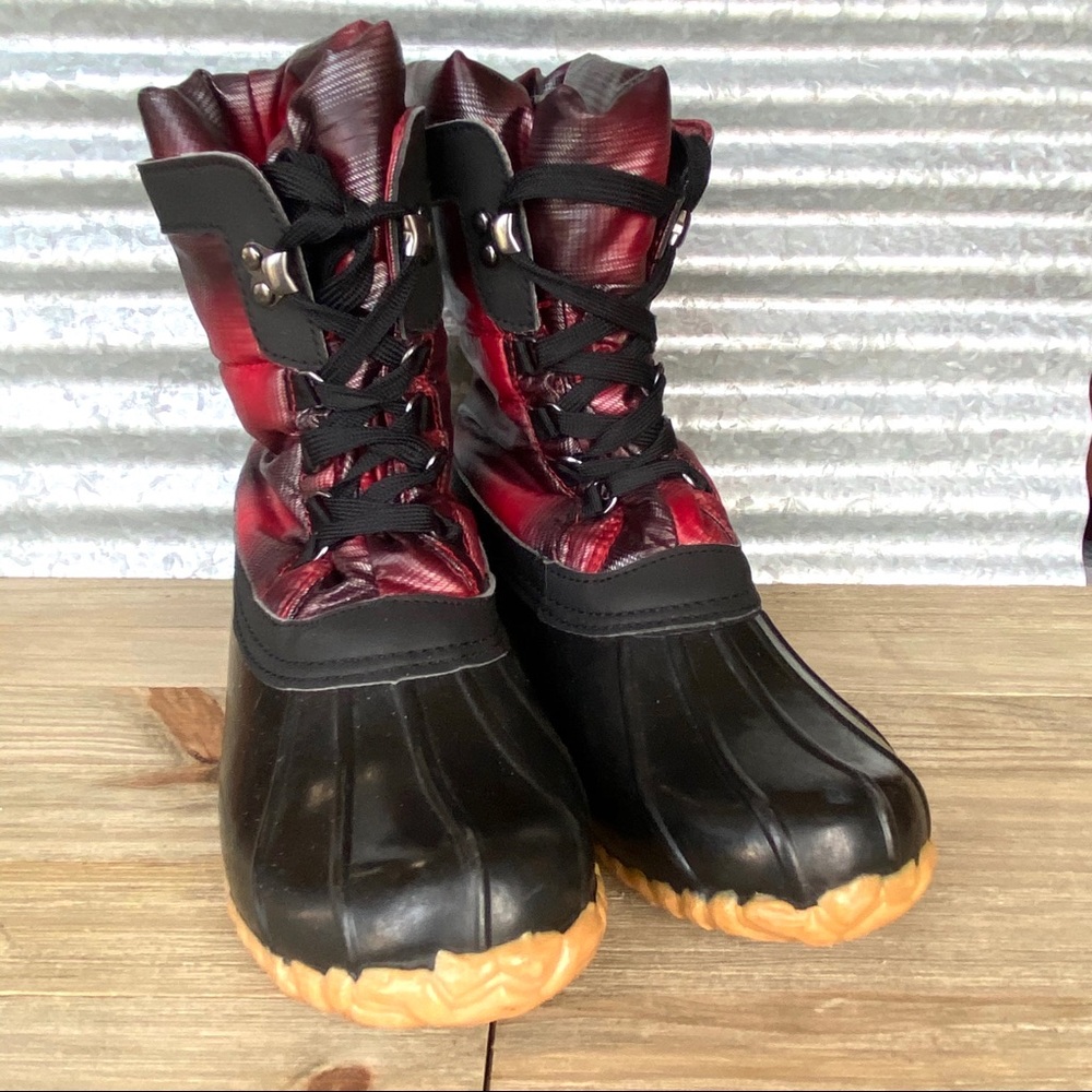 Sporto Women’s Black/Red Waterproof Rain Boots - Picture 2 of 6